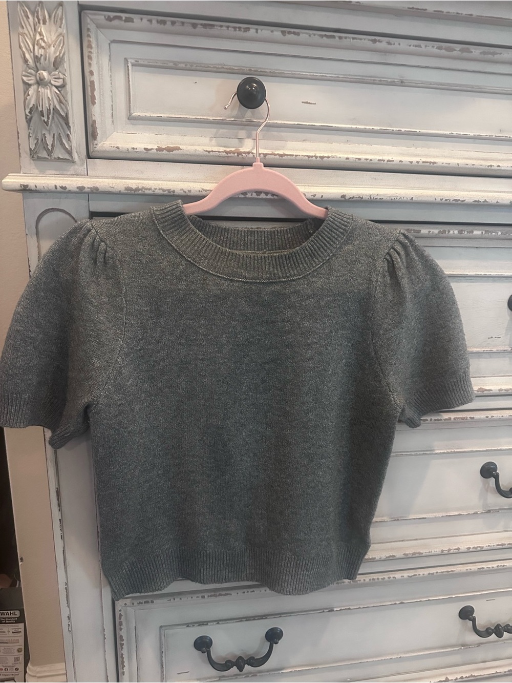 Jessica Simpson Gray Ribbed Crewneck Sweater